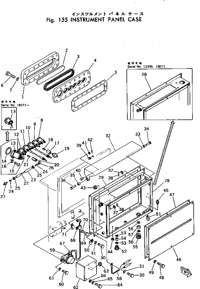 Схема запчастей Komatsu D155W-1 - ПАНЕЛЬ ПРИБОРОВ КОРПУС КОМПОНЕНТЫ ДВИГАТЕЛЯ И ЭЛЕКТРИКА