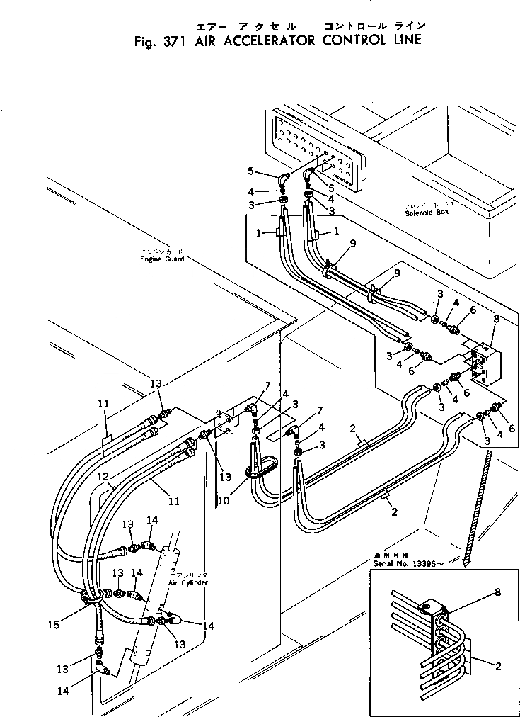 Схема запчастей Komatsu D155W-1 - ВОЗД. АКСЕЛЕРАТОР УПРАВЛ-Е ЛИНИЯ СИСТЕМАУПРАВЛЕНИЯ ПОВОРОТОМ И КОНЕЧНАЯ ПЕРЕДАЧА