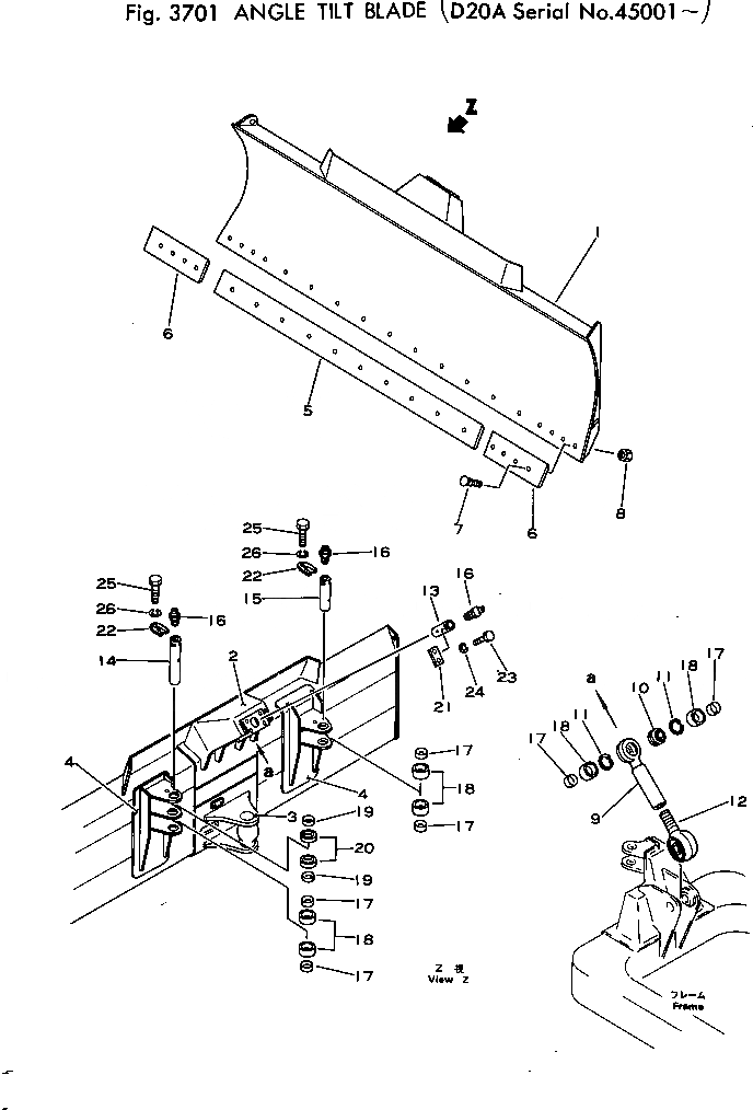 Схема запчастей Komatsu D20A-5 - ANGLE НАКЛОН. ОТВАЛ РАБОЧЕЕ ОБОРУДОВАНИЕ