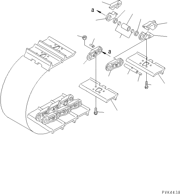 Схема запчастей Komatsu D20A-7 - ГУСЕНИЦЫ (СМАЗЫВ. ТИПА) (ОДИНОЧН. ГРУНТОЗАЦЕП С ОТВЕРСТИЯМИ)      (MM ШИР.) ГУСЕНИЦЫ
