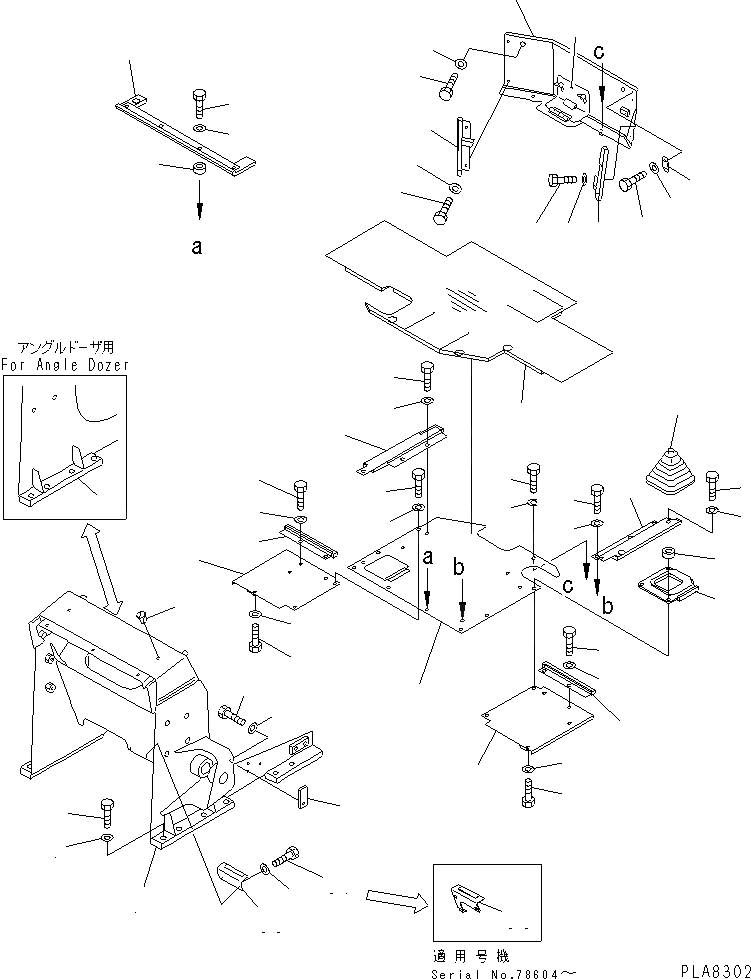 Схема запчастей Komatsu D20A-7 - ПОГРУЗ. РАМА И ПОЛ КАБИНЫ (С СТАЛЬНАЯ КАБИНА) ЧАСТИ КОРПУСА