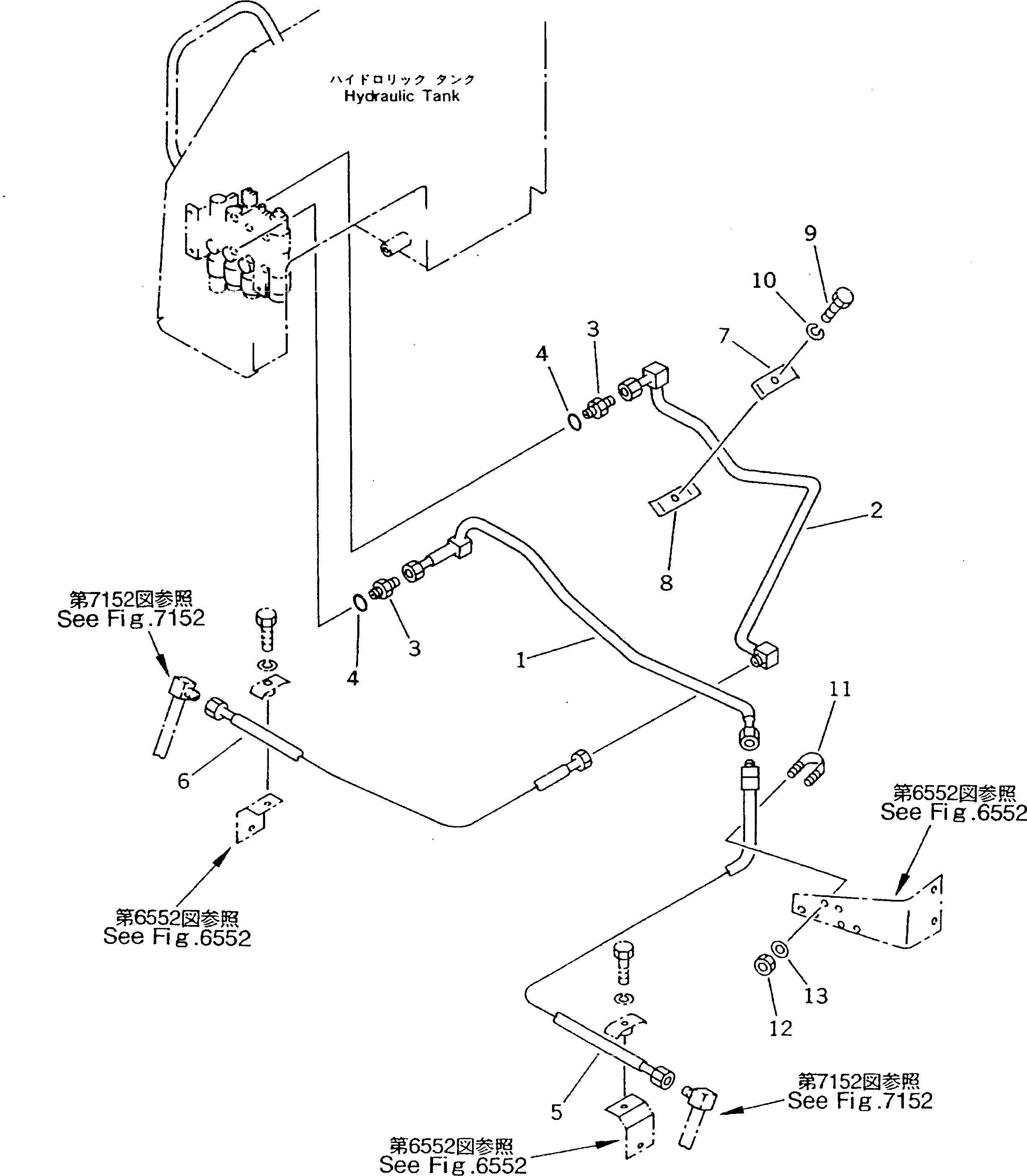 Схема запчастей Komatsu D20A-7 - ГИДРОЛИНИЯ (ЦИЛИНДР НАКЛОНА ЛИНИЯ) (ШАССИ) (ДЛЯ LIFT. НАКЛОН. РЫЧАГ + ANGLE РЫЧАГ) УПРАВЛ-Е РАБОЧИМ ОБОРУДОВАНИЕМ