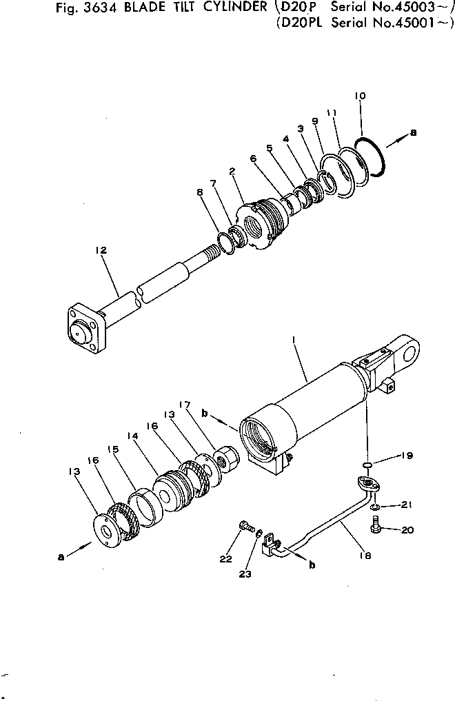 Схема запчастей Komatsu D20P-5 - ЦИЛИНДР ПЕРЕКОСА ОТВАЛА УПРАВЛ-Е РАБОЧИМ ОБОРУДОВАНИЕМ