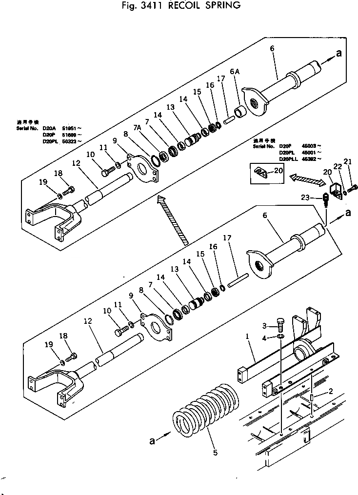 Схема запчастей Komatsu D20P-5 - ПРУЖИНА ГУСЕНИЦЫ
