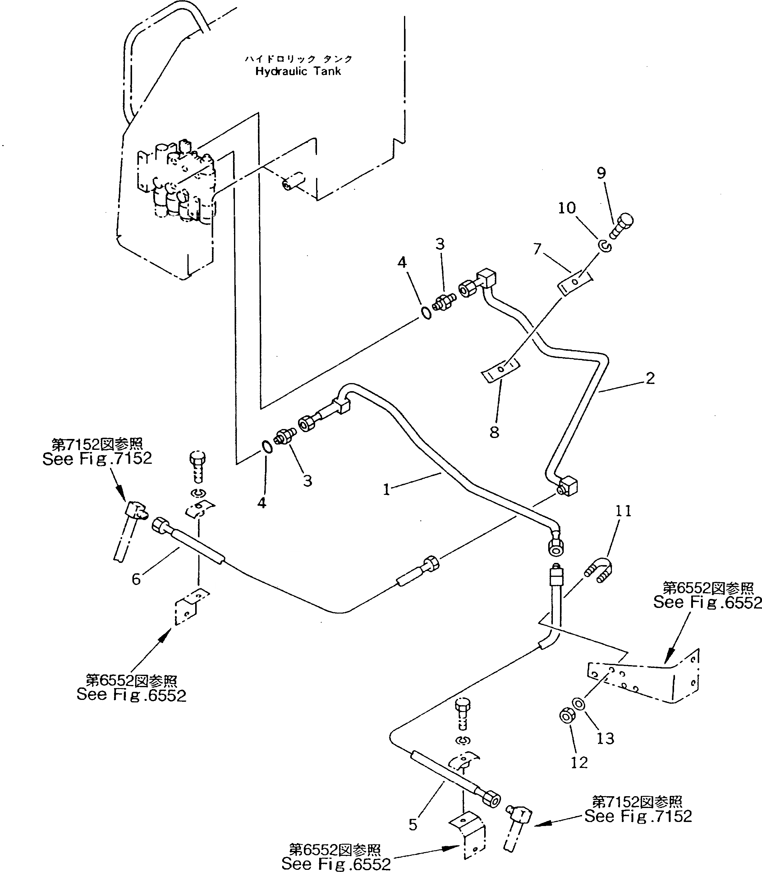 Схема запчастей Komatsu D20P-7A - ГИДРОЛИНИЯ (ЦИЛИНДР НАКЛОНА ЛИНИЯ) (ШАССИ) (ДЛЯ LIFTҐ НАКЛОН. РЫЧАГ + ANGLE РЫЧАГ) УПРАВЛ-Е РАБОЧИМ ОБОРУДОВАНИЕМ