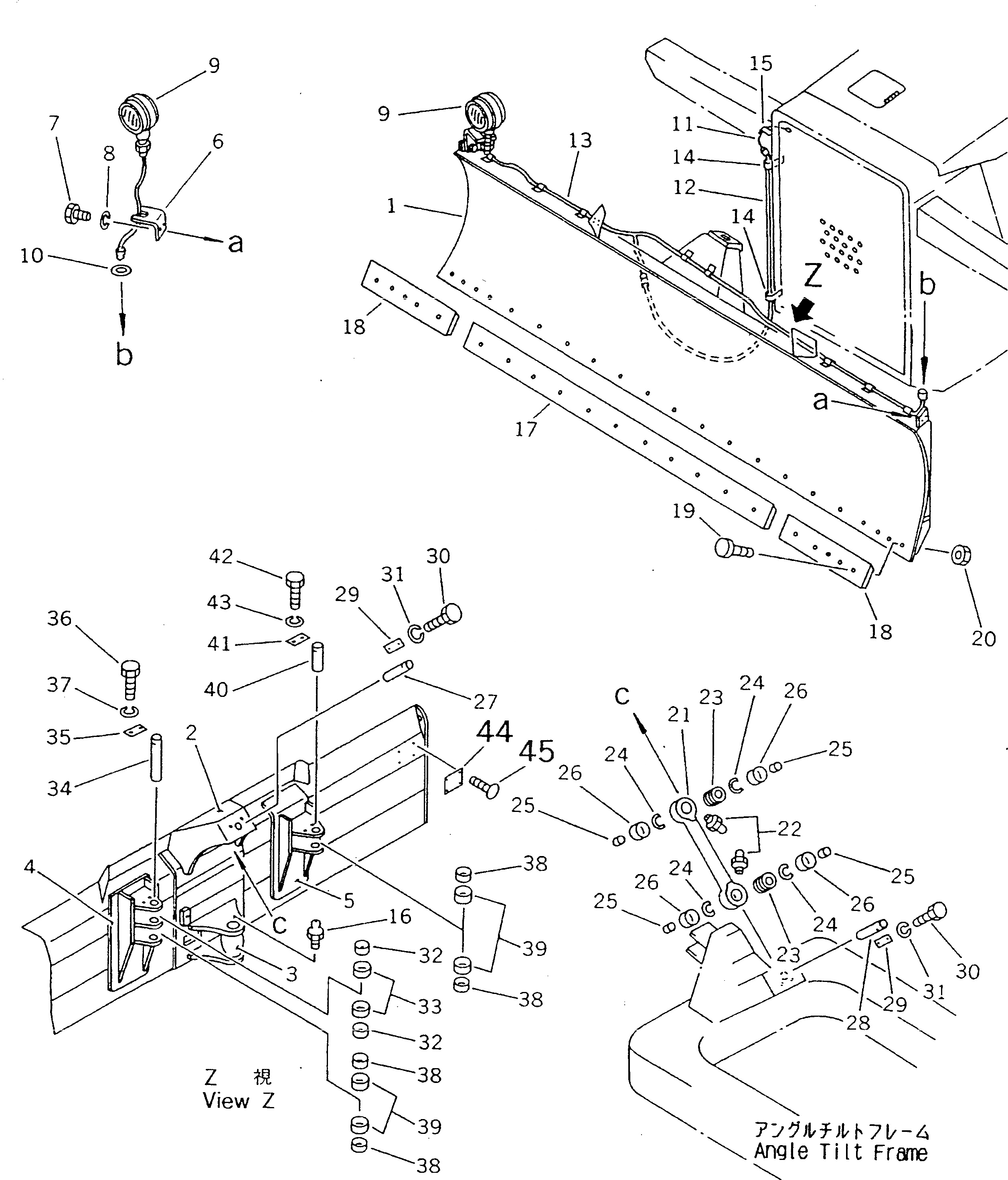 Схема запчастей Komatsu D20P-7A - ANGLE НАКЛОН. ОТВАЛ (SHAKEN-BUHIN) РАБОЧЕЕ ОБОРУДОВАНИЕ