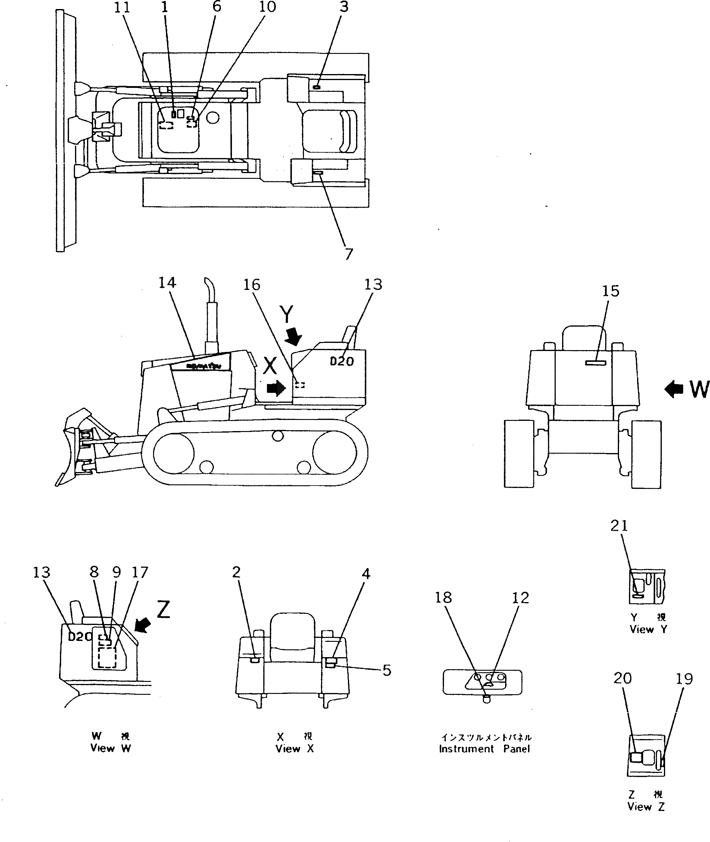 Схема запчастей Komatsu D20PG-7A - МАРКИРОВКА (АНГЛ.)(№7-7) МАРКИРОВКА¤ ИНСТРУМЕНТ И РЕМКОМПЛЕКТЫ