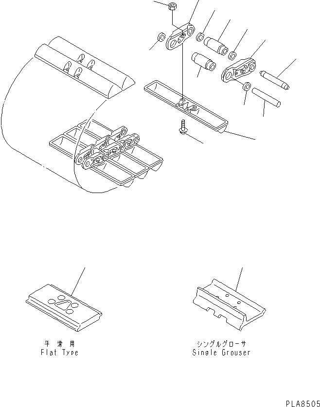 Схема запчастей Komatsu D20PG-7A - ГУСЕНИЦЫ (СО СЦЕПНЫМ ПАЛЬЦЕМ) КАТАЛОГИ ЗЧ