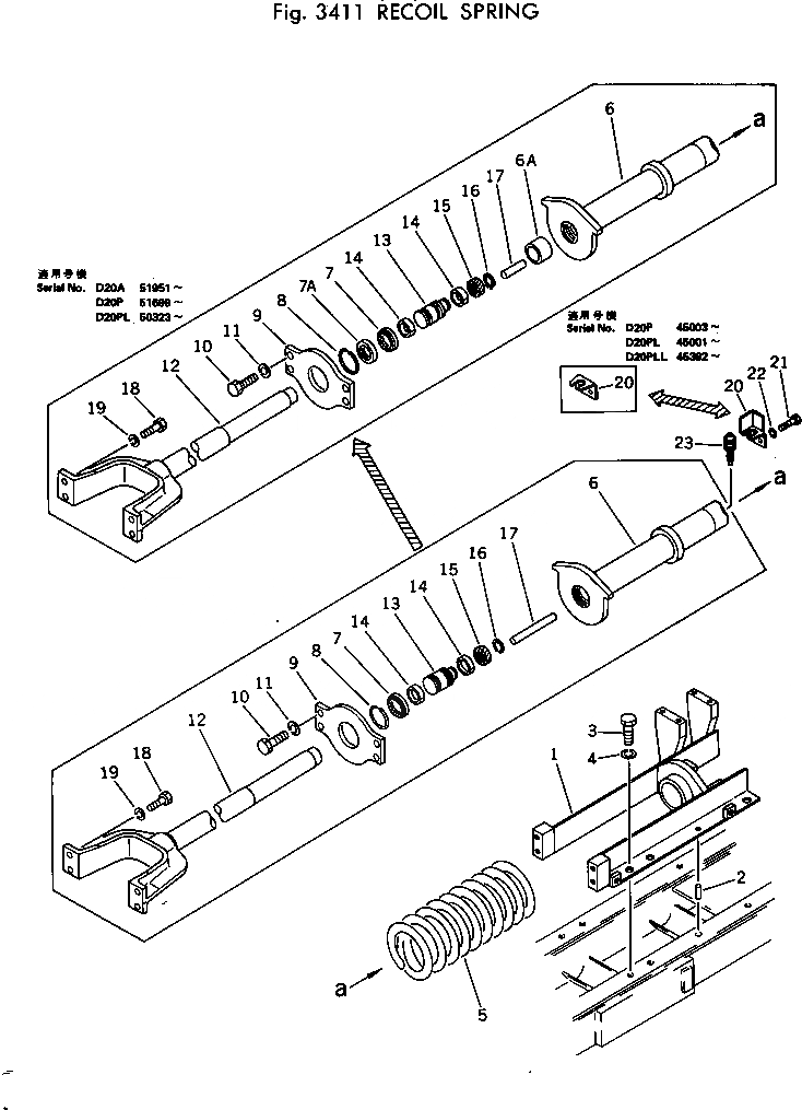 Схема запчастей Komatsu D20PL-5 - ПРУЖИНА ГУСЕНИЦЫ