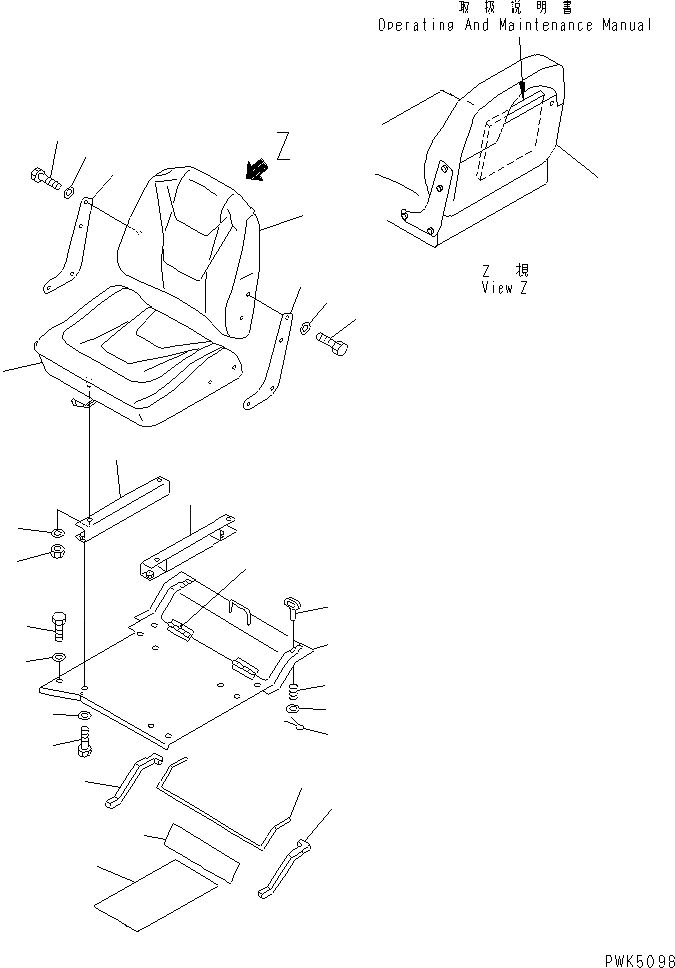 Схема запчастей Komatsu D20PLL-7-M - СИДЕНЬЕ ОПЕРАТОРА (КАБИНА ROPS) КАБИНА ОПЕРАТОРА И СИСТЕМА УПРАВЛЕНИЯ