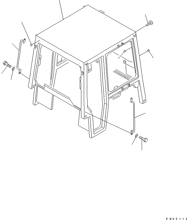 Схема запчастей Komatsu D20PLL-7-M - СТАЛЬНАЯ КАБИНА (КУЗОВ И ЗАДН. ОКНА) КАБИНА ОПЕРАТОРА И СИСТЕМА УПРАВЛЕНИЯ