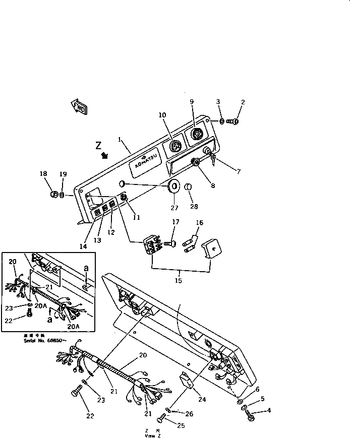 Схема запчастей Komatsu D20PLL-6 - ПАНЕЛЬ ПРИБОРОВ (ДЛЯ ПЕДАЛЬ РУЛЕВ. УПРАВЛЕНИЕ) КОМПОНЕНТЫ ДВИГАТЕЛЯ И ЭЛЕКТРИКА