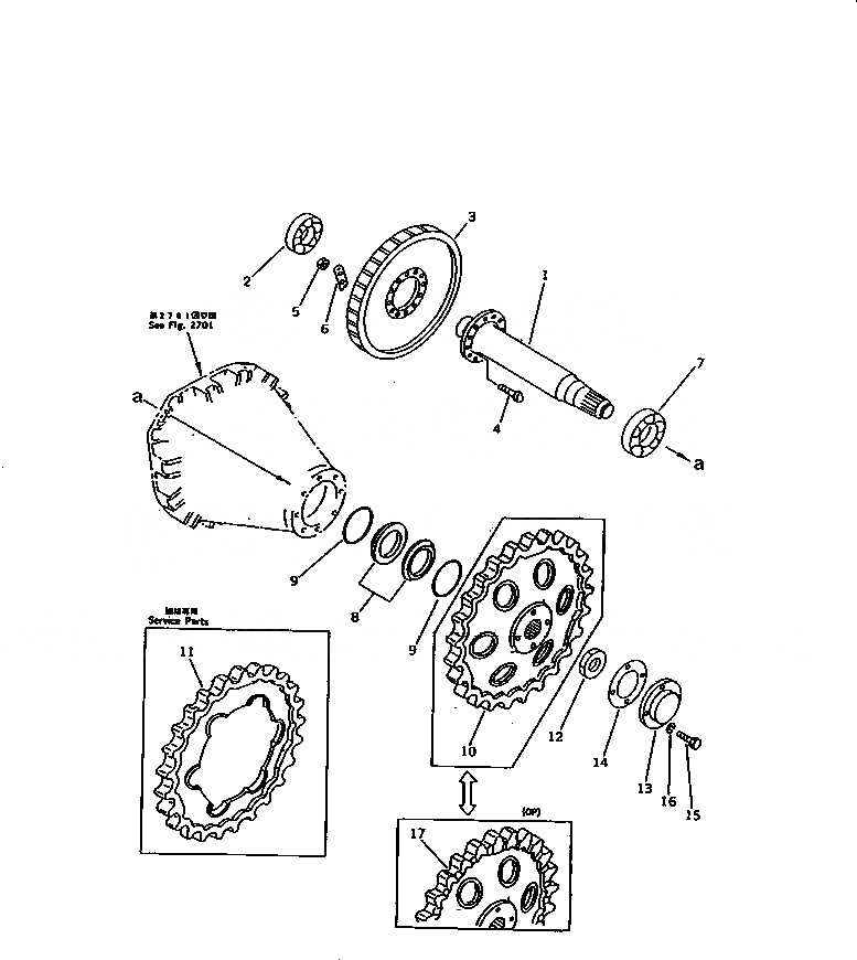Схема запчастей Komatsu D20PLL-6 - ЗВЕЗДОЧКА И ВАЛ ОСНОВН. МУФТА¤ ДЕМПФЕР ¤ТРАНСМИССИЯ¤ РУЛЕВ. УПРАВЛЕНИЕ И КОНЕЧНАЯ ПЕРЕДАЧА