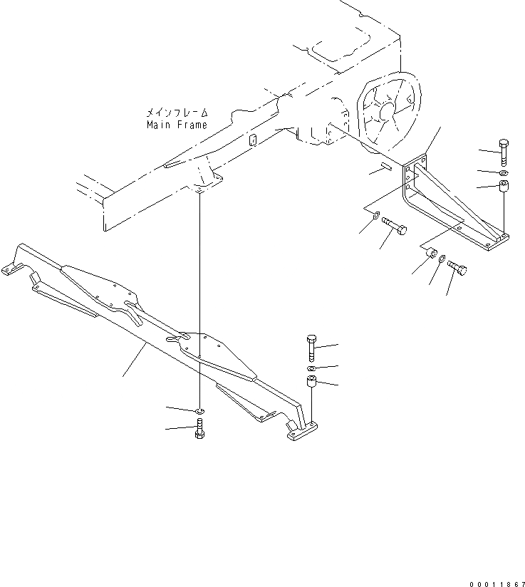 Схема запчастей Komatsu D20PLL-8 - ПОДВЕСКА ОСНОВН. РАМА И КОМПОНЕНТЫ