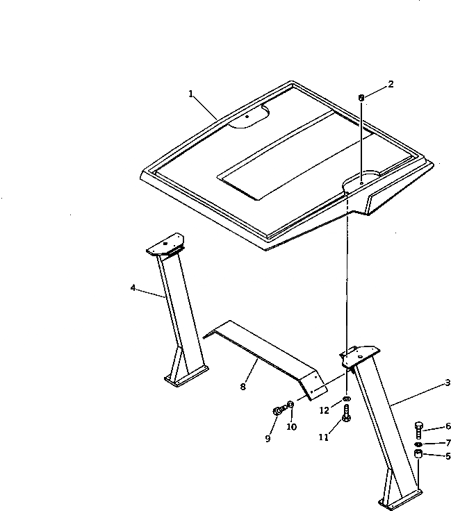 Схема запчастей Komatsu D20Q-6 - НАВЕС(№-8) ЧАСТИ КОРПУСА