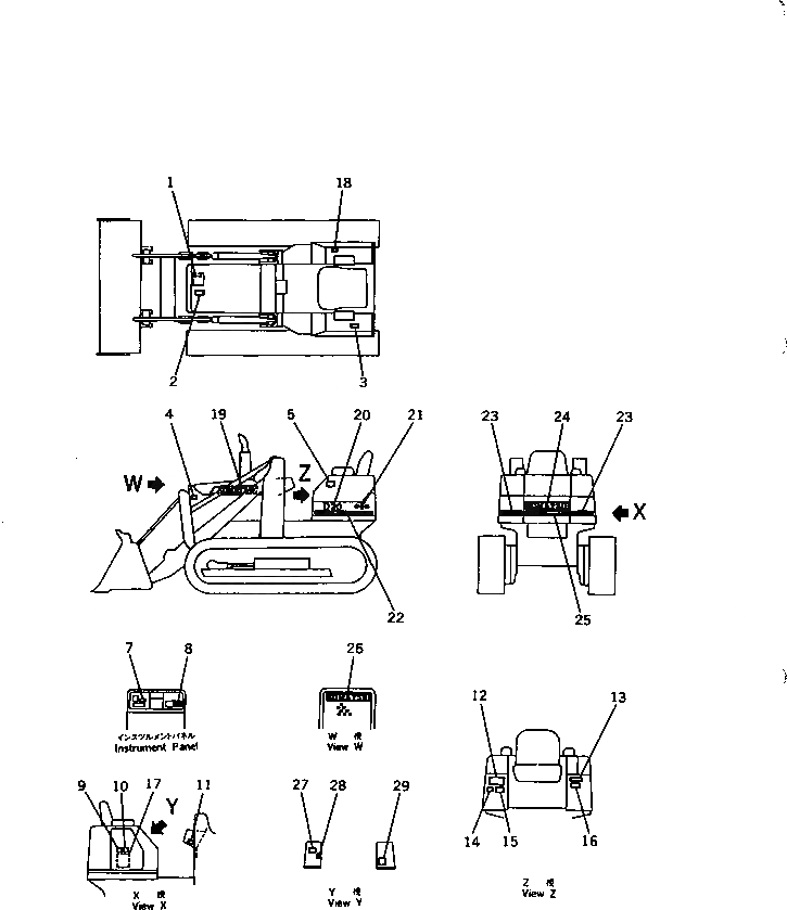 Схема запчастей Komatsu D20Q-6 - МАРКИРОВКА (АНГЛ.) МАРКИРОВКА¤ ИНСТРУМЕНТ И РЕМКОМПЛЕКТЫ