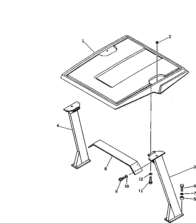 Схема запчастей Komatsu D20Q-6 - НАВЕС(№-8) ЧАСТИ КОРПУСА