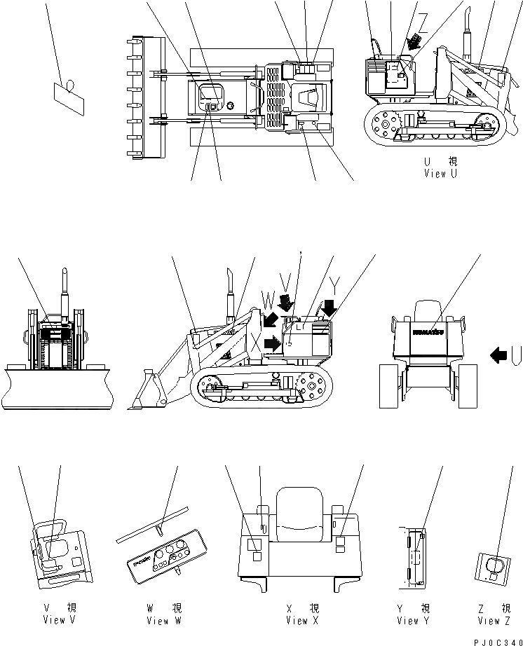 Схема запчастей Komatsu D20Q-7-M - МАРКИРОВКА (ЯПОН.) (ДЛЯ КАБИНА ROPS)(№-) МАРКИРОВКА