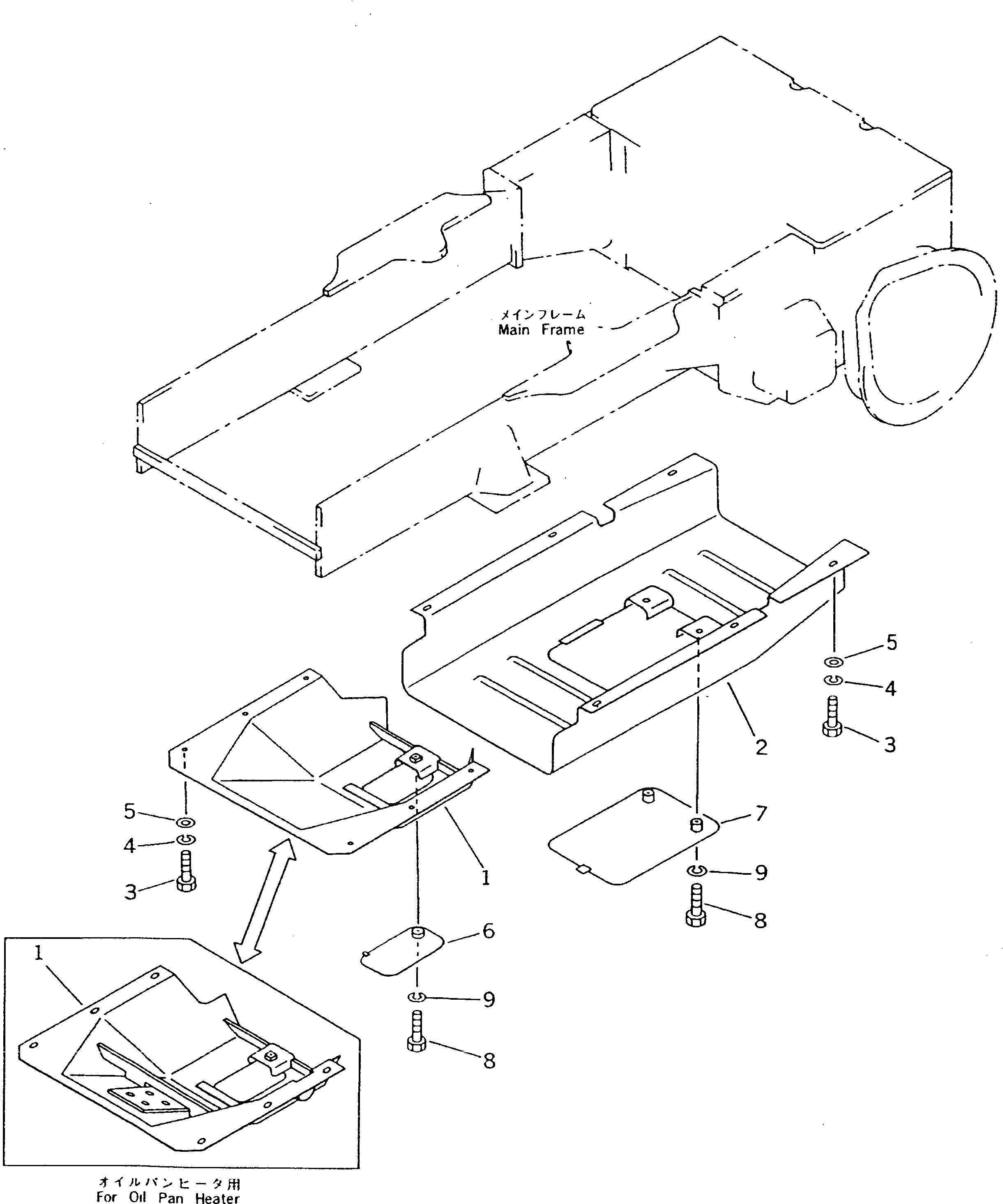 Схема запчастей Komatsu D20Q-7 - НИЖН. ЗАЩИТА ЧАСТИ КОРПУСА