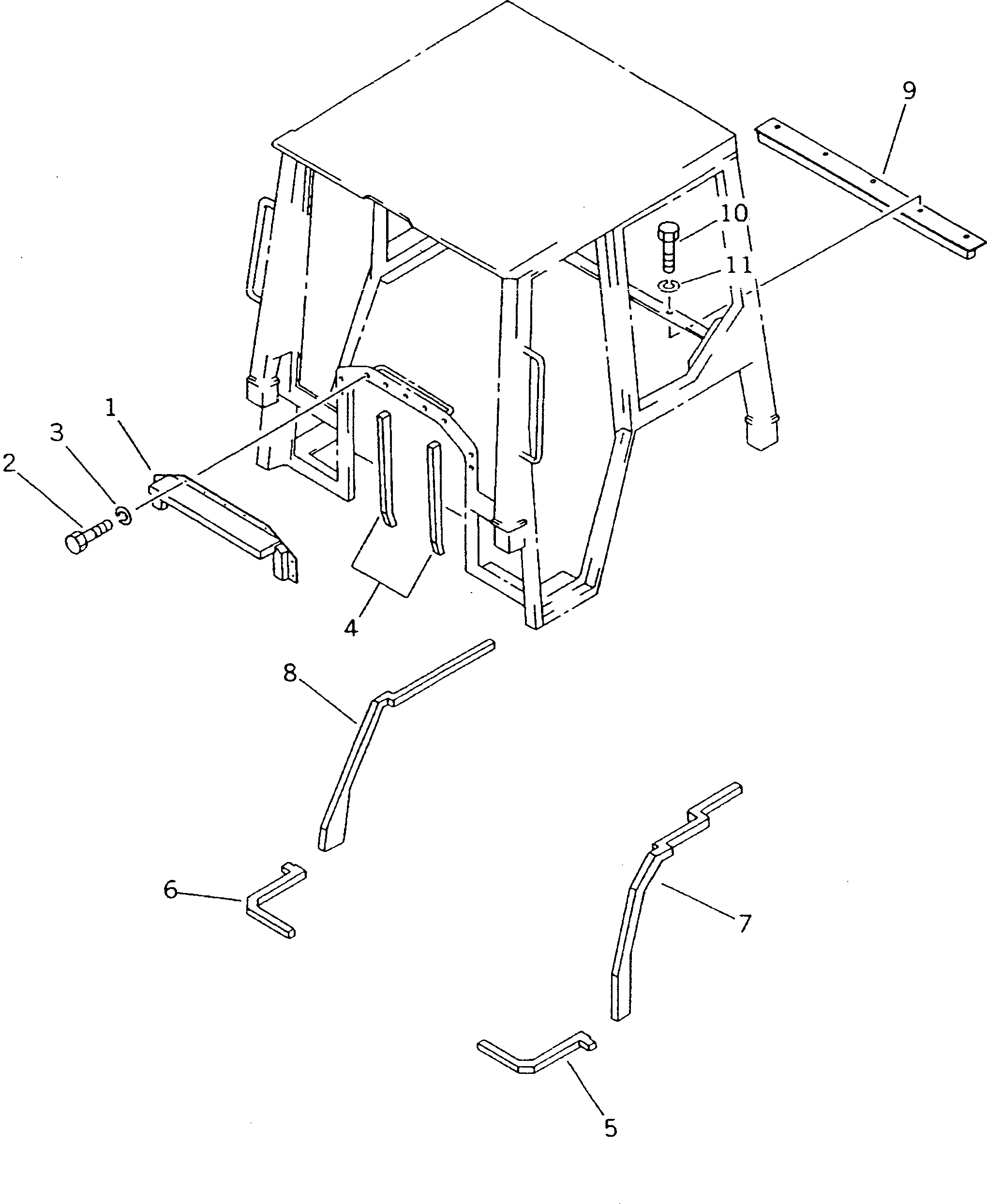Схема запчастей Komatsu D20Q-7 - КАБИНА ROPS (ЭЛЕМЕНТЫ КРЕПЛЕНИЯ) (/) ЧАСТИ КОРПУСА
