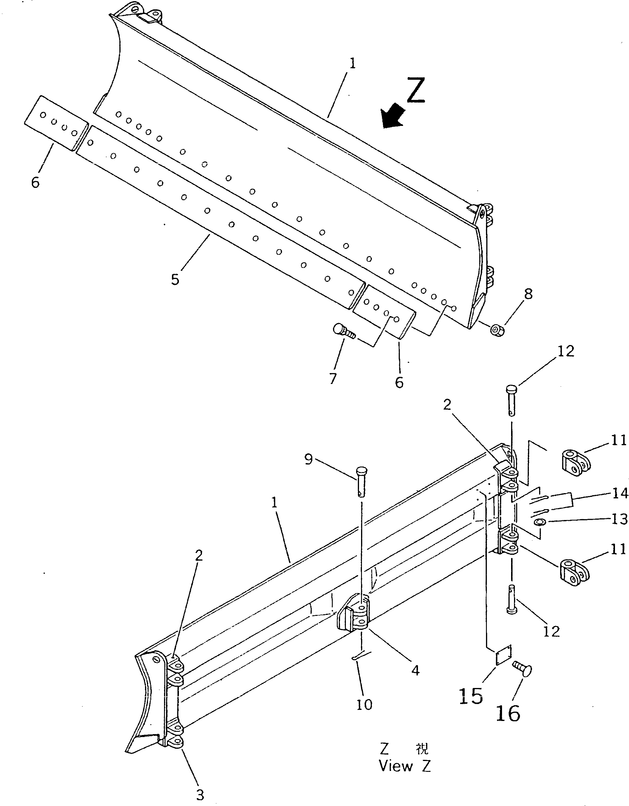 Схема запчастей Komatsu D20S-7 - ОТВАЛ С ИЗМ. УГЛОМ ПОВОРОТА РАБОЧЕЕ ОБОРУДОВАНИЕ