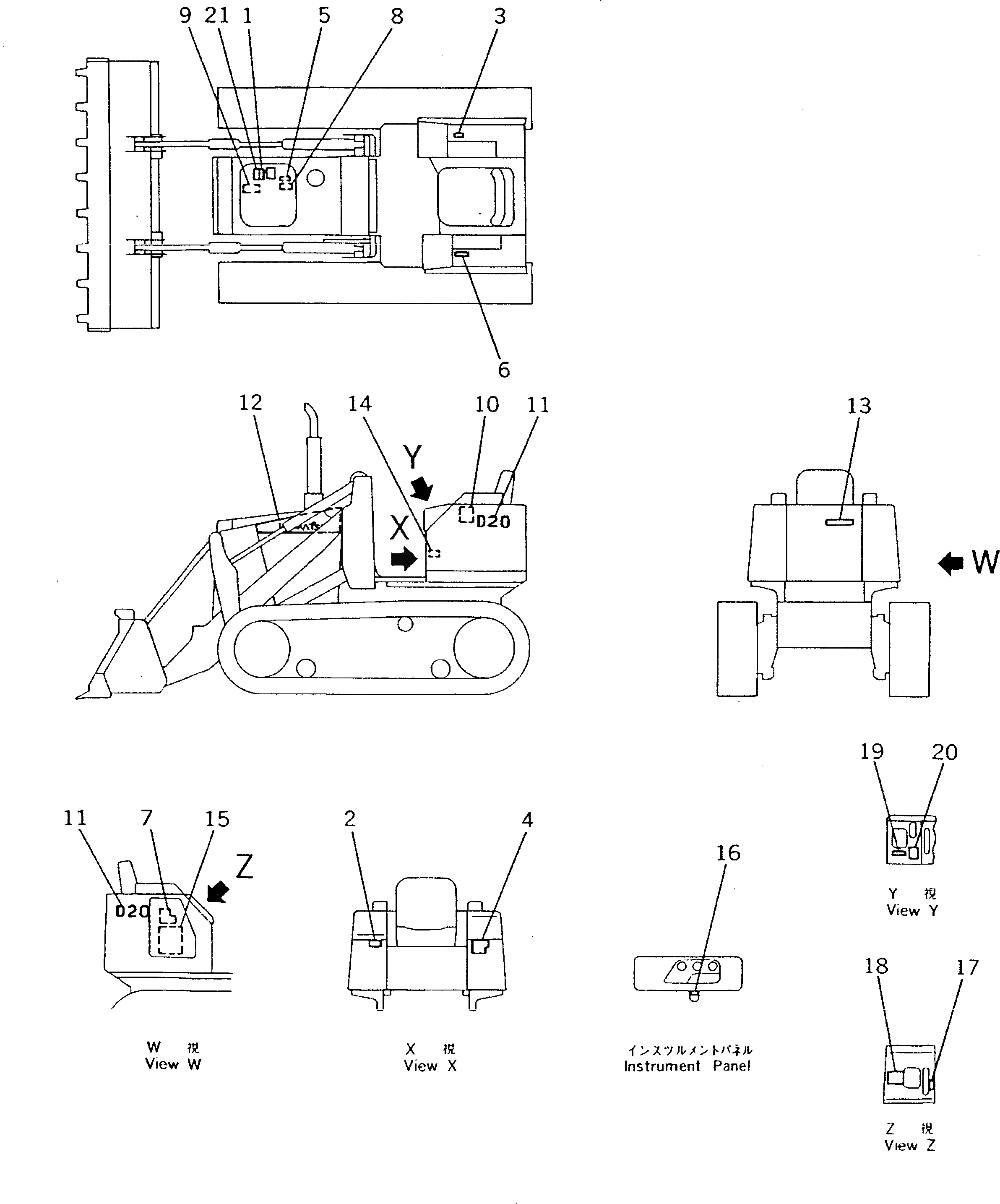 Схема запчастей Komatsu D20S-7 - МАРКИРОВКА (ЯПОН.)(№-) МАРКИРОВКА¤ ИНСТРУМЕНТ И РЕМКОМПЛЕКТЫ