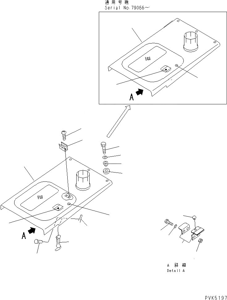 Схема запчастей Komatsu D21A-7 - КАПОТ ЧАСТИ КОРПУСА