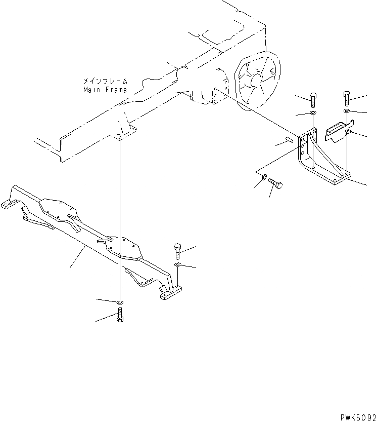 Схема запчастей Komatsu D21A-7-M - ПОДВЕСКА (ДЛЯ ПОВОРОТНОГО ОТВАЛА) ОСНОВН. РАМА И КОМПОНЕНТЫ