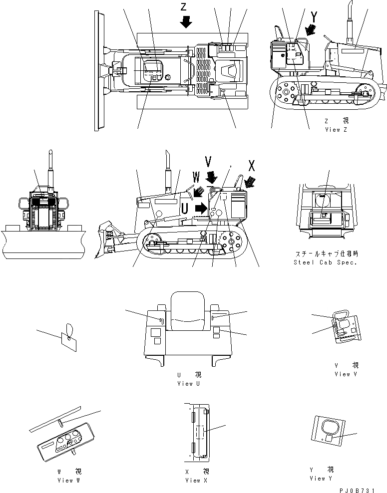Схема запчастей Komatsu D21A-7-M - МАРКИРОВКА (ЯПОН.) (ДЛЯ ПОВОРОТНОГО ОТВАЛА) (ДЛЯ СТАЛЬНАЯ КАБИНА)(№8-) МАРКИРОВКА