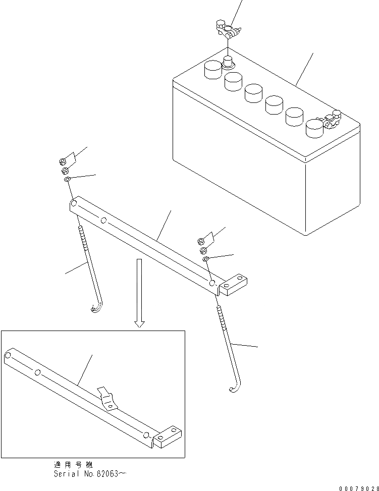 Схема запчастей Komatsu D21A-7T - АККУМУЛЯТОР (ДЛЯ ВЫСОК. ЕМК.) ЭЛЕКТРИКА