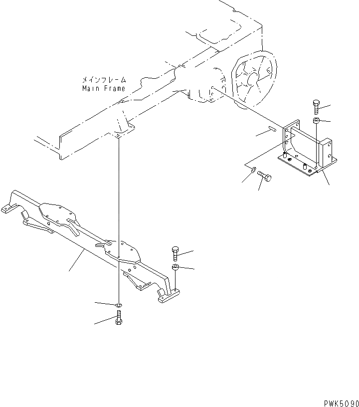 Схема запчастей Komatsu D21A-7T - ПОДВЕСКА (ДЛЯ TОБОД КОЛЕСАMING DOZER) ОСНОВН. РАМА И КОМПОНЕНТЫ