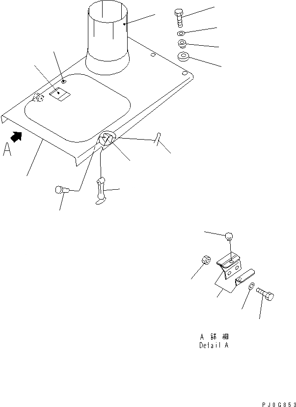 Схема запчастей Komatsu D21A-7T - КАПОТ (С ПРЕФИЛЬТР И SPARK ARRESTER) ЧАСТИ КОРПУСА