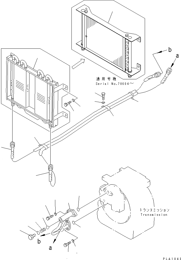 Схема запчастей Komatsu D21A-7 - ЛИНИИ МАСЛООХЛАДИТЕЛЯ СИСТЕМА УПРАВЛЕНИЯ