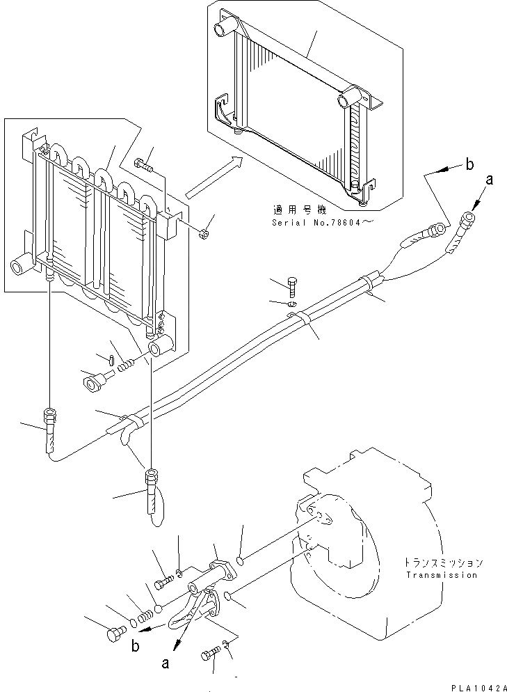 Схема запчастей Komatsu D21A-7T - ЛИНИИ МАСЛООХЛАДИТЕЛЯ СИСТЕМА УПРАВЛЕНИЯ
