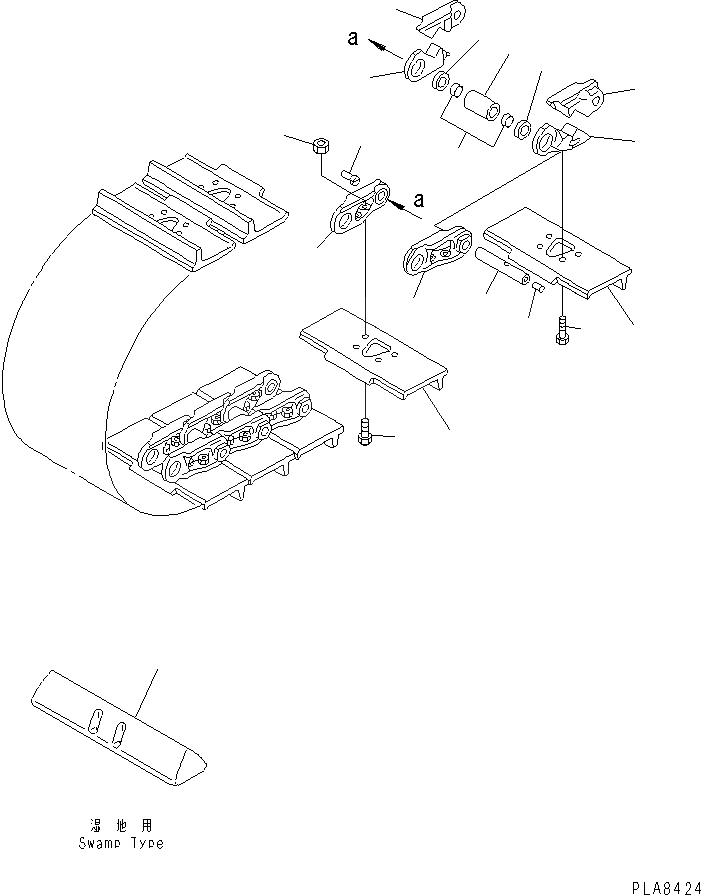 Схема запчастей Komatsu D21A-7T - ГУСЕНИЦЫ (СМАЗЫВ. ТИПА) КАТАЛОГИ ЗЧ