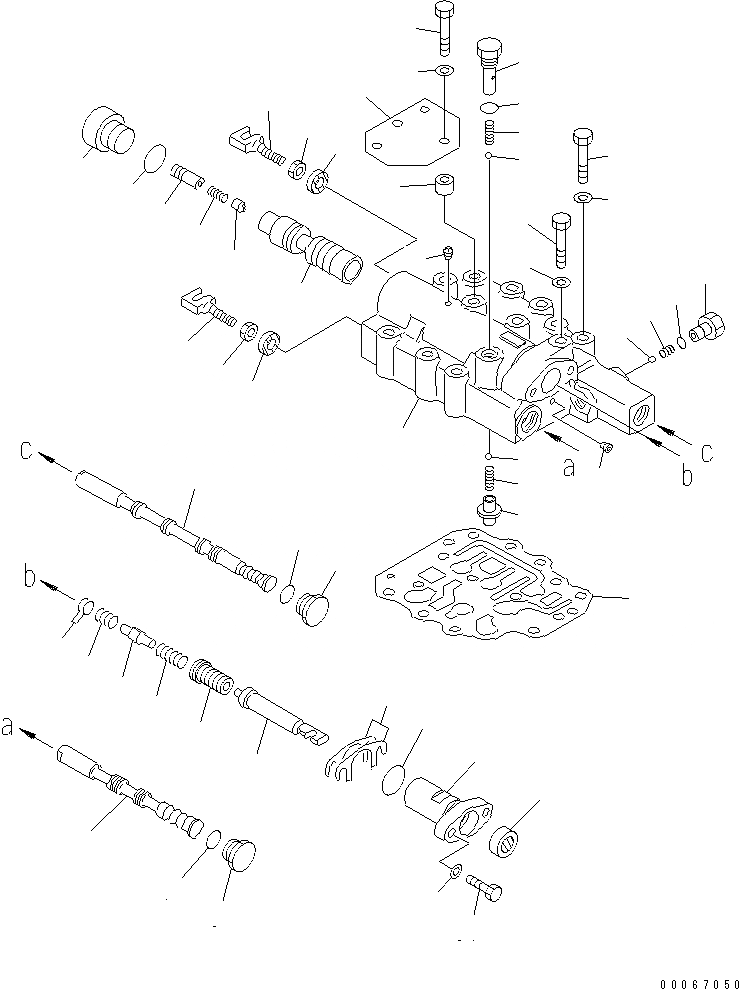 Схема запчастей Komatsu D21A-8E0 - ТРАНСМИССИЯ (ДЛЯ F-R ТРАНСМИССИЯ) (SHIFT КЛАПАН) (ДЛЯ РЫЧАГИ РУЛЕВ. УПРАВЛЕНИЕ)(№9-) СИЛОВАЯ ПЕРЕДАЧА И КОНЕЧНАЯ ПЕРЕДАЧА