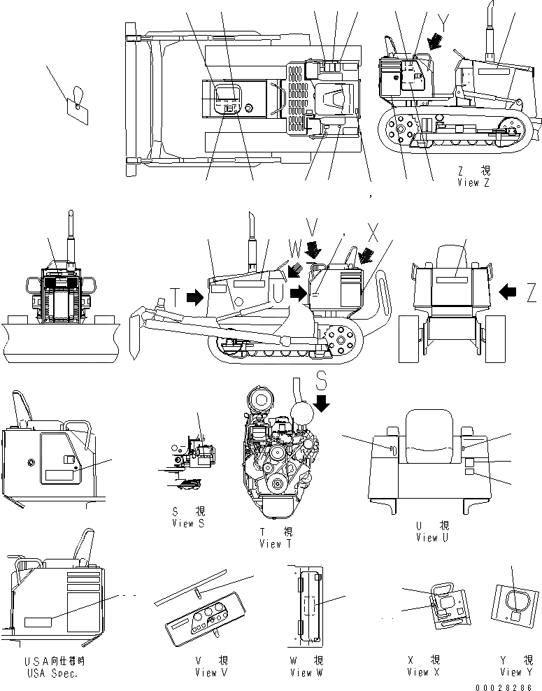 Схема запчастей Komatsu D21A-8T - МАРКИРОВКА (США) (ДЛЯ TОБОД КОЛЕСАMING DOZER) МАРКИРОВКА