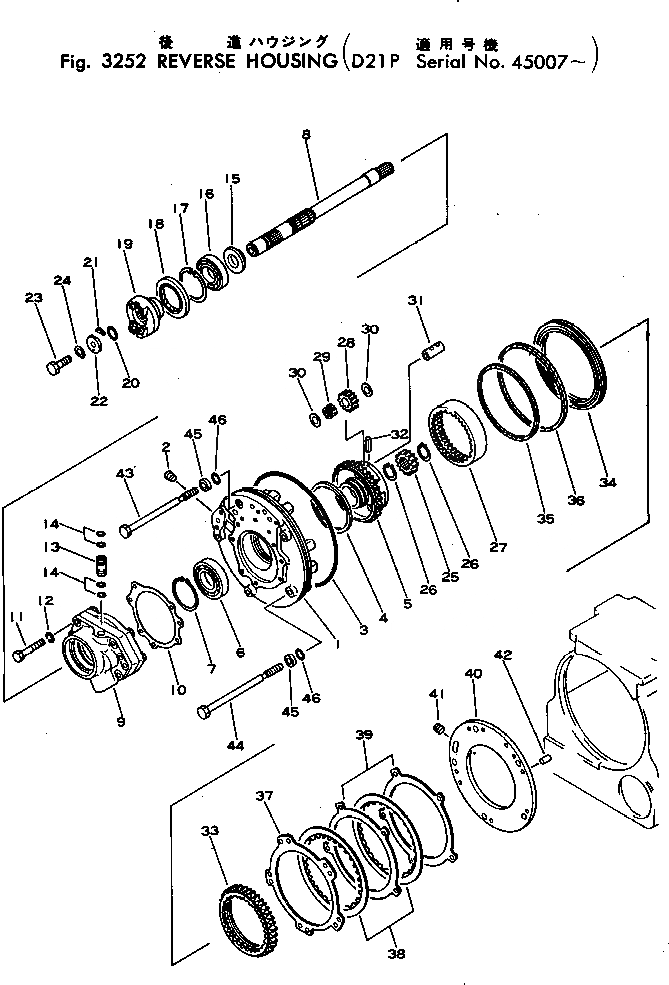 Схема запчастей Komatsu D21P-5A - КОЖУХ РЕВЕРСА ОСНОВН. МУФТА¤ ДЕМПФЕР И ТРАНСМИССИЯ