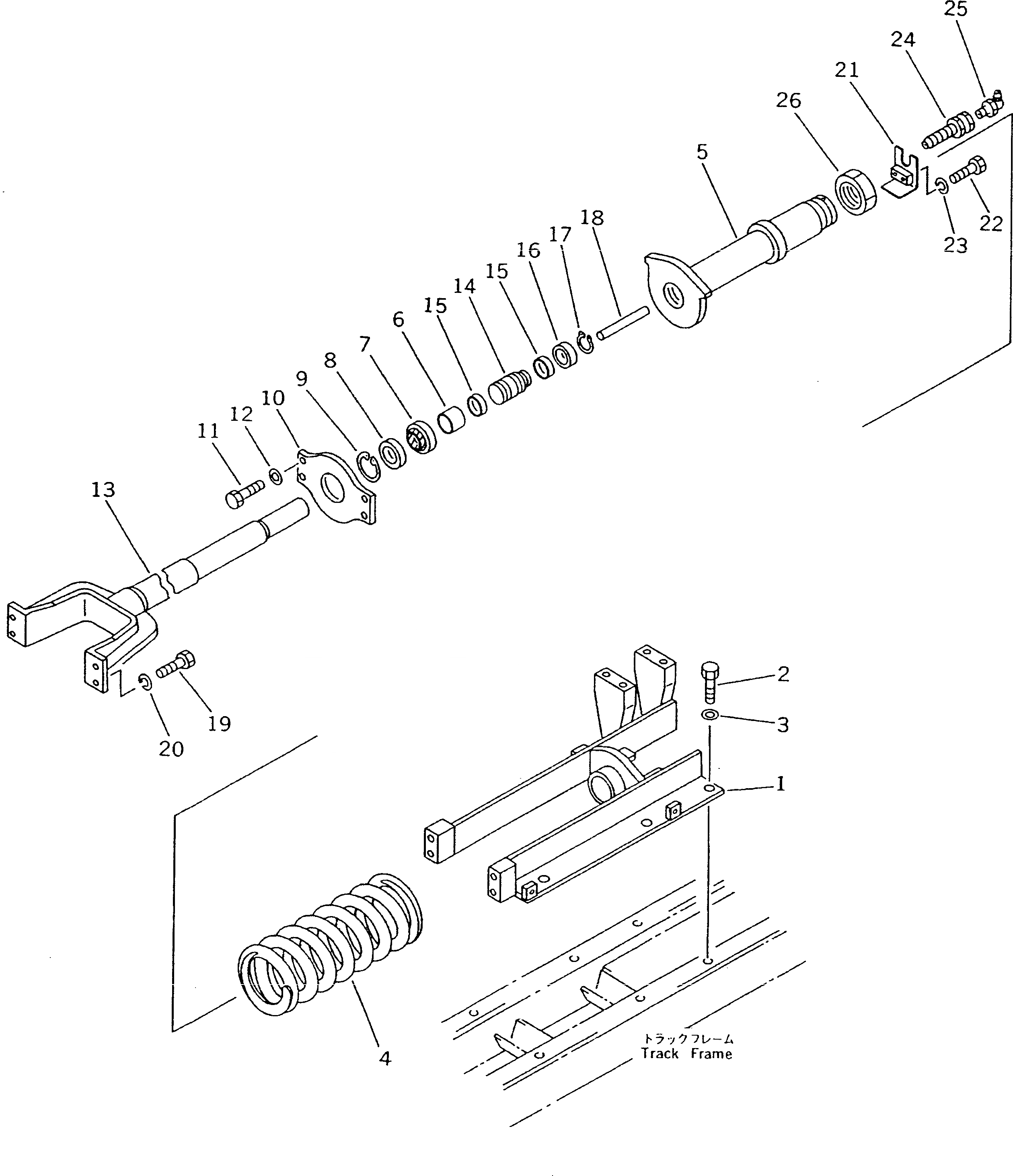 Схема запчастей Komatsu D21P-6A - ПРУЖИНА (УСИЛЕНН.) ГУСЕНИЦЫ