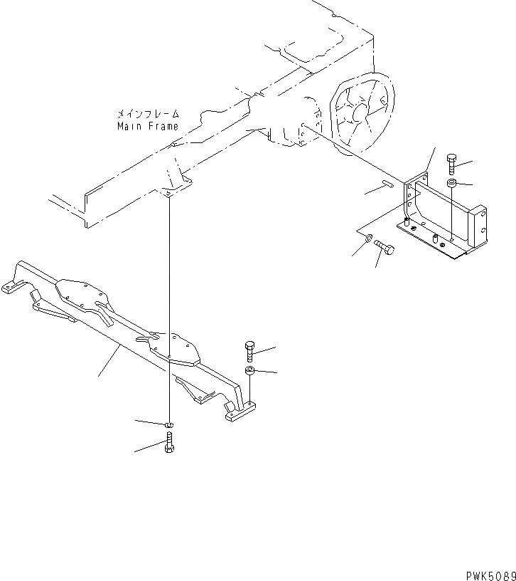 Схема запчастей Komatsu D21P-7T - ПОДВЕСКА (ДЛЯ TОБОД КОЛЕСАMING DOZER) ОСНОВН. РАМА И КОМПОНЕНТЫ