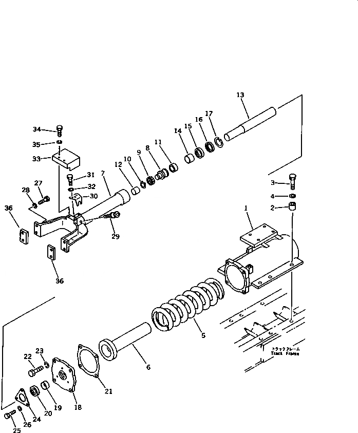 Схема запчастей Komatsu D21P-7T - ПРУЖИНА (РЕЗИН. SHOE СПЕЦ-Я.)(№7-7) ГУСЕНИЦЫ