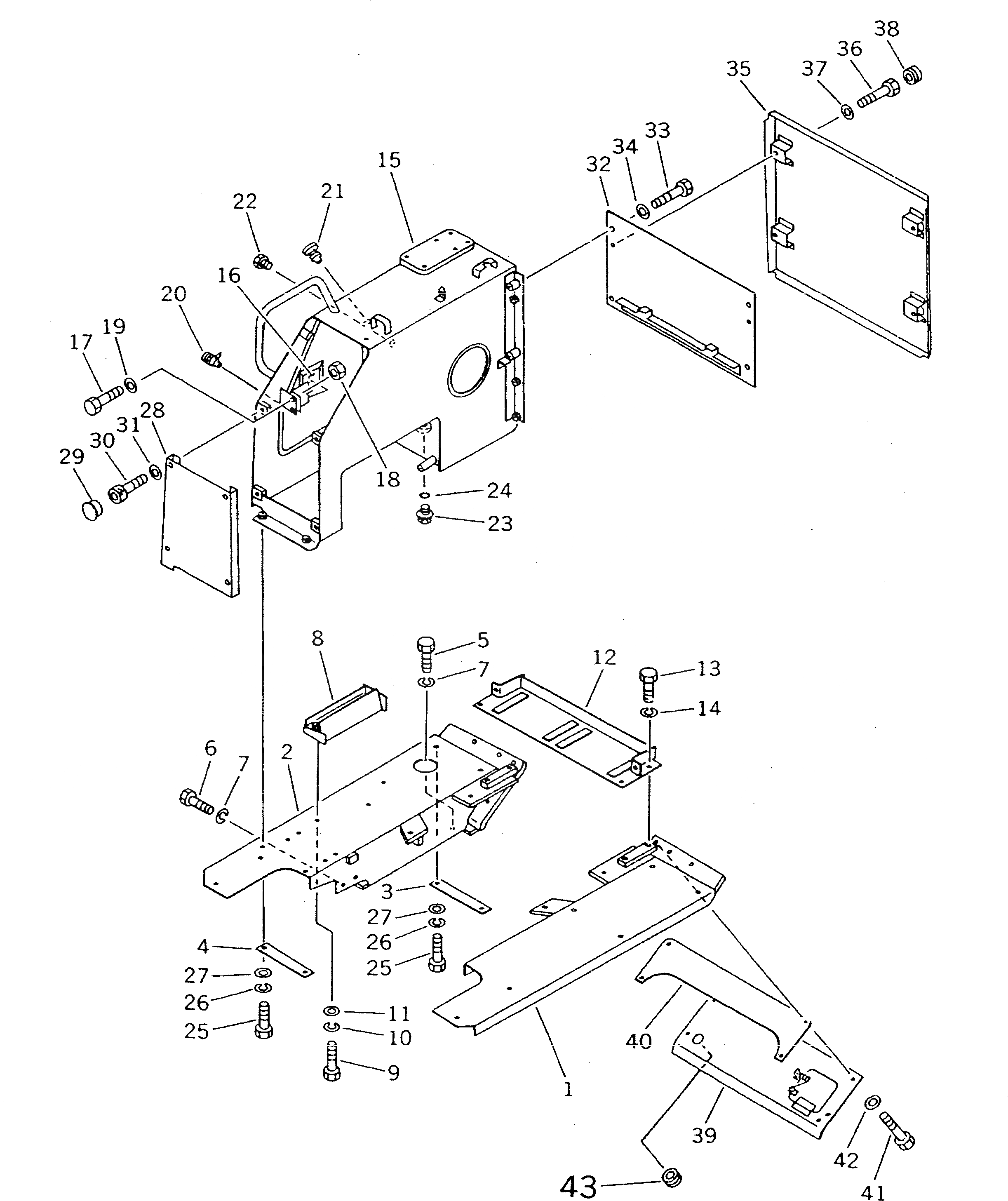 Схема запчастей Komatsu D21P-7T - ЗАДН. КРЫШКА И ГИДР. БАК. ЧАСТИ КОРПУСА