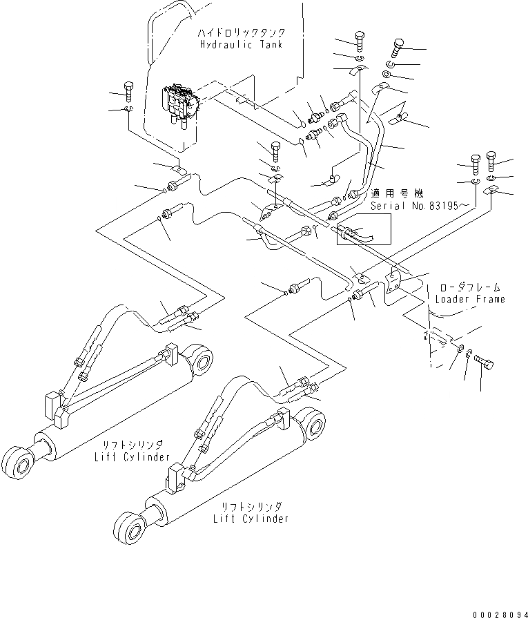 Схема запчастей Komatsu D21P-8 - ЛИНИЯ ГИДРОЦИЛИНДРА ПОДЪЕМА (ДЛЯ PAT) ГИДРАВЛИКА