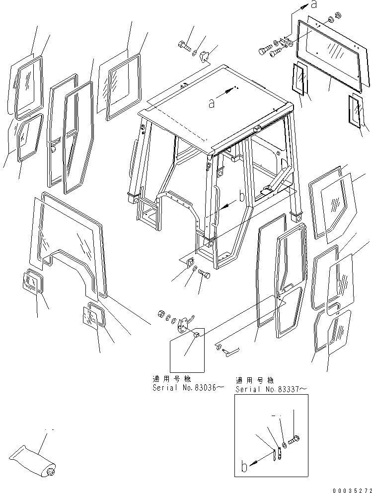 Схема запчастей Komatsu D21P-8 - КАБИНА ROPS (ОКОНН. СТЕКЛА) КАБИНА ОПЕРАТОРА И СИСТЕМА УПРАВЛЕНИЯ
