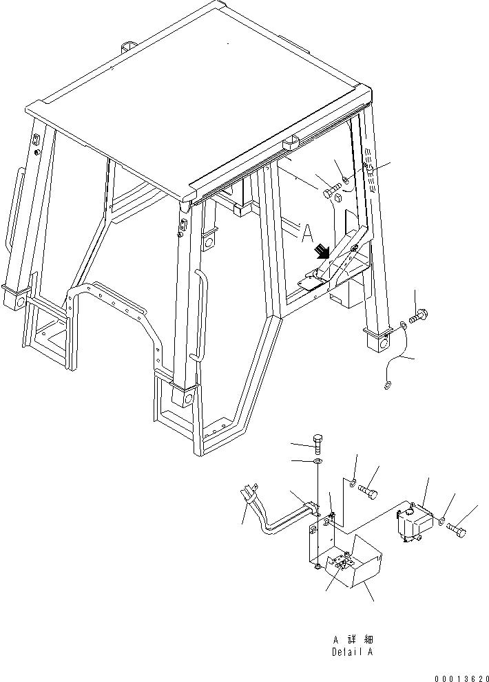 Схема запчастей Komatsu D21P-8 - КАБИНА ROPS (ОМЫВАТЕЛЬ БАК) КАБИНА ОПЕРАТОРА И СИСТЕМА УПРАВЛЕНИЯ