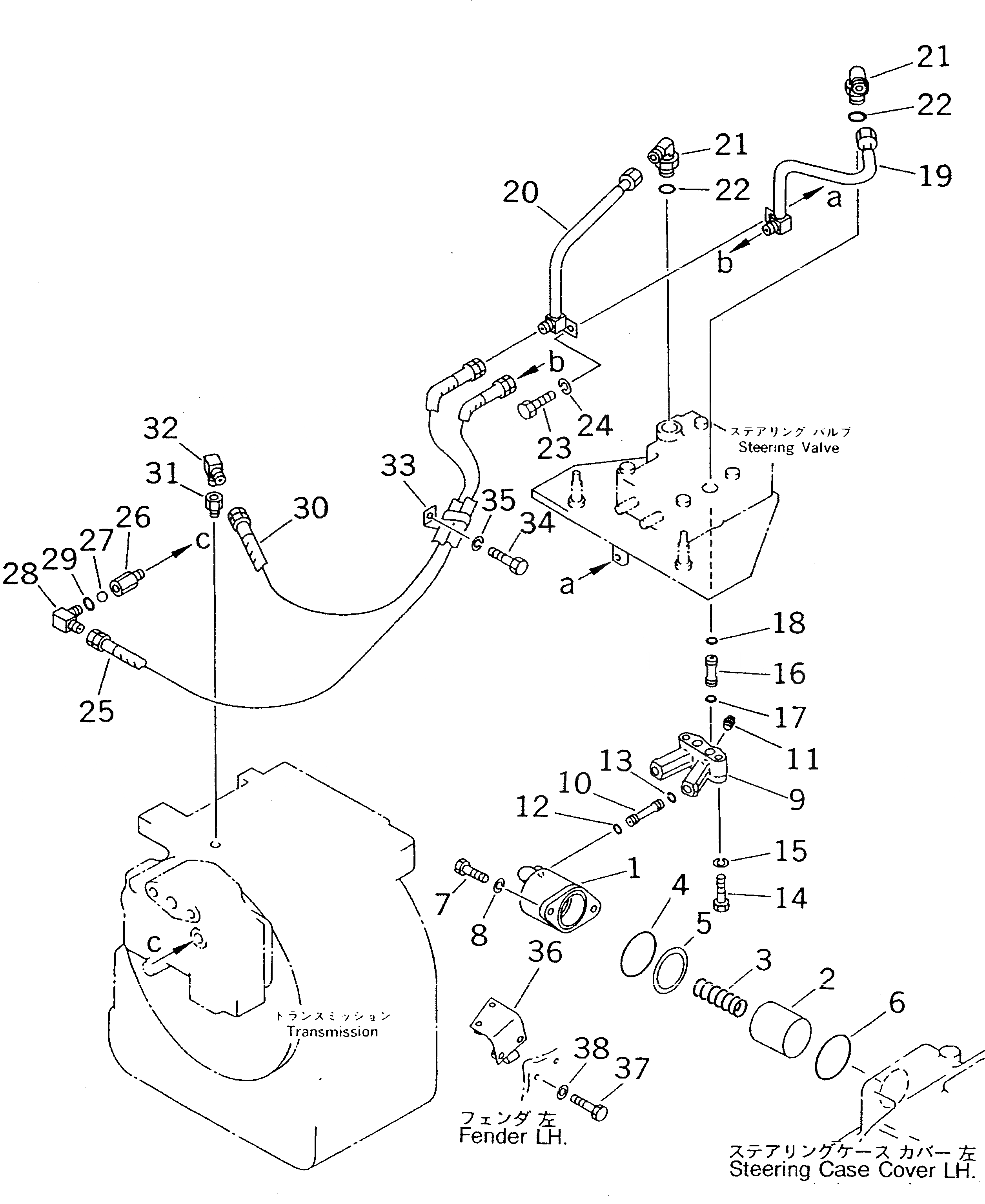 Схема запчастей Komatsu D21PG-7A - ГИДРАВЛИКА РУЛ. УПРАВЛЕНИЯ (РУЛЕВ. УПРАВЛЕНИЕ УСИЛИТЕЛЬ ЛИНИЯ) (ДЛЯ TWO РЫЧАГИ РУЛЕВ. УПРАВЛЕНИЕ) СИСТЕМА УПРАВЛЕНИЯ