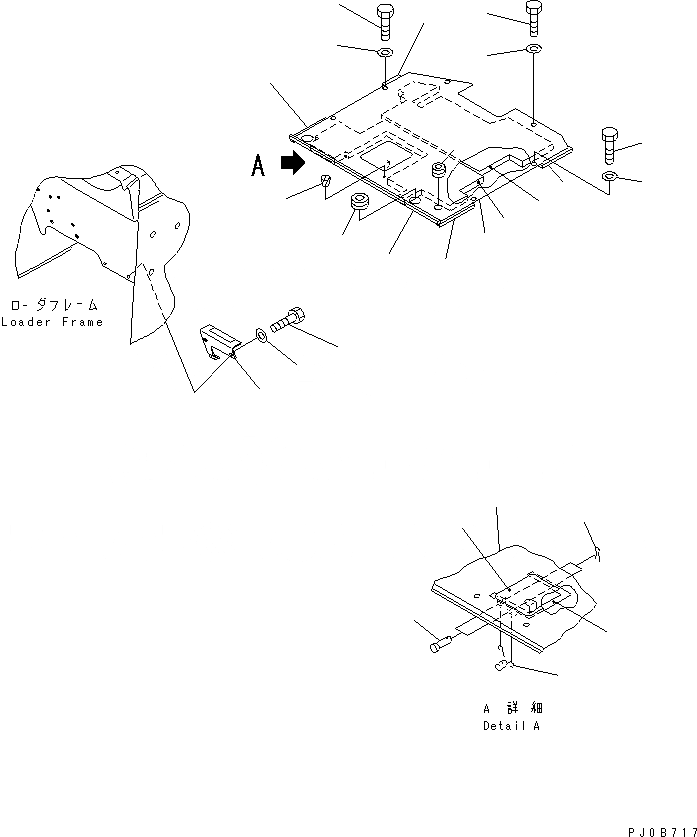 Схема запчастей Komatsu D21PL-7-M - ЦЕНТР. ПОЛ (КАБИНА ROPS)(№8-) КАБИНА ОПЕРАТОРА И СИСТЕМА УПРАВЛЕНИЯ