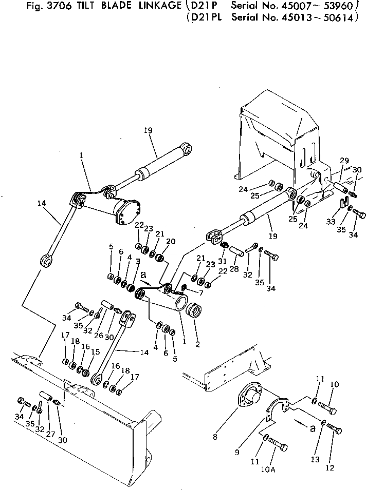 Схема запчастей Komatsu D21PL-5 - НАКЛОН. ОТВАЛ МЕХАНИЗМ(№-) РАБОЧЕЕ ОБОРУДОВАНИЕ