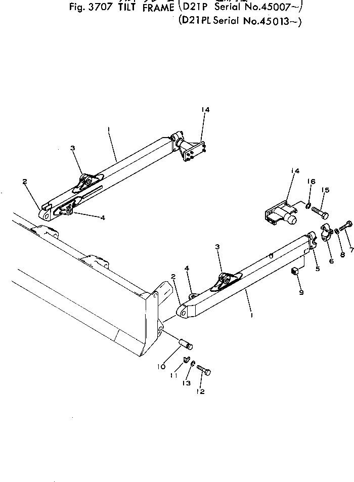 Схема запчастей Komatsu D21PL-5 - НАКЛОН. РАМА РАБОЧЕЕ ОБОРУДОВАНИЕ