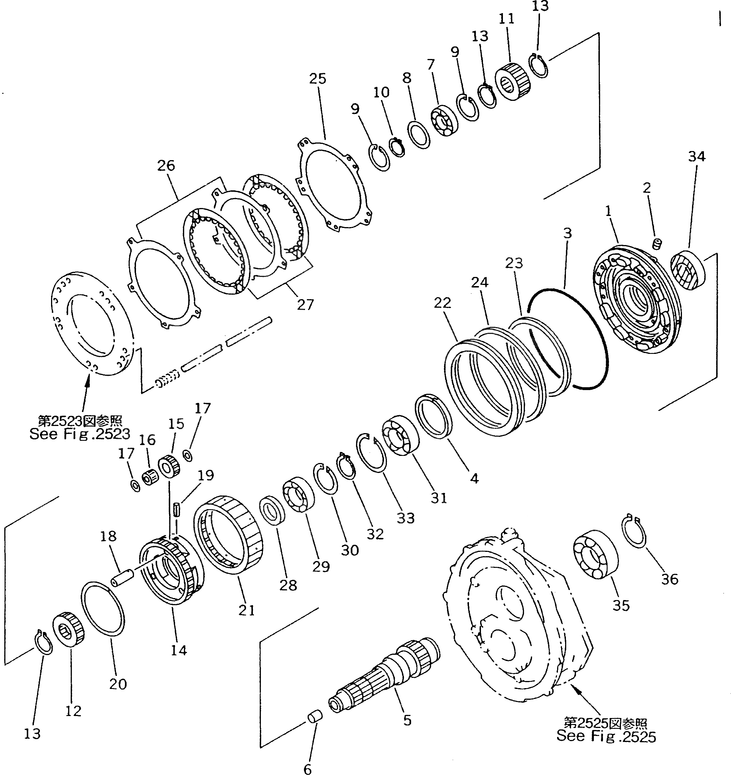 Схема запчастей Komatsu D21PL-7 - ТРАНСМИССИЯ (F-R) (1 КОЖУХ) (/)(ДЛЯ TWO РЫЧАГИ РУЛЕВ. УПРАВЛЕНИЕ) ОСНОВН. МУФТА¤ ДЕМПФЕР¤ ТРАНСМИССИЯ¤ РУЛЕВ. УПРАВЛЕНИЕ И КОНЕЧНАЯ ПЕРЕДАЧА